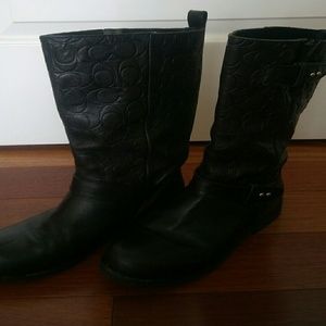 Black Coach Leather Boots Size 8.5